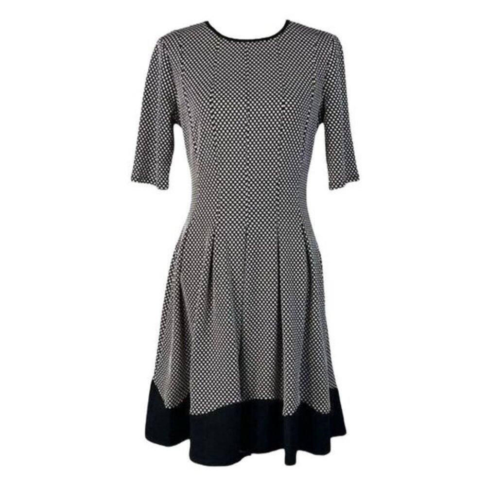 Danny & Nicole Polka Dot Dress Pleated Black White‎ Size 4